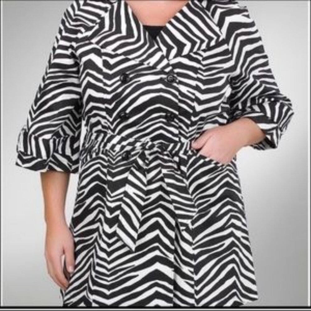 Lane Bryant 3/4 Sleeve Zebra Print Trench Coat